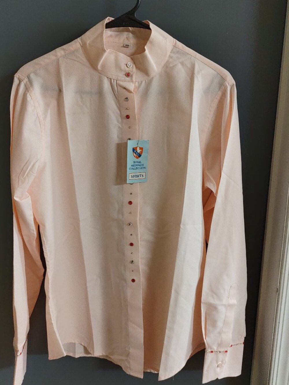 Royal Highness Equestrian Show Shirt Womens 40 Large Pink Bling Rhinestone NWT